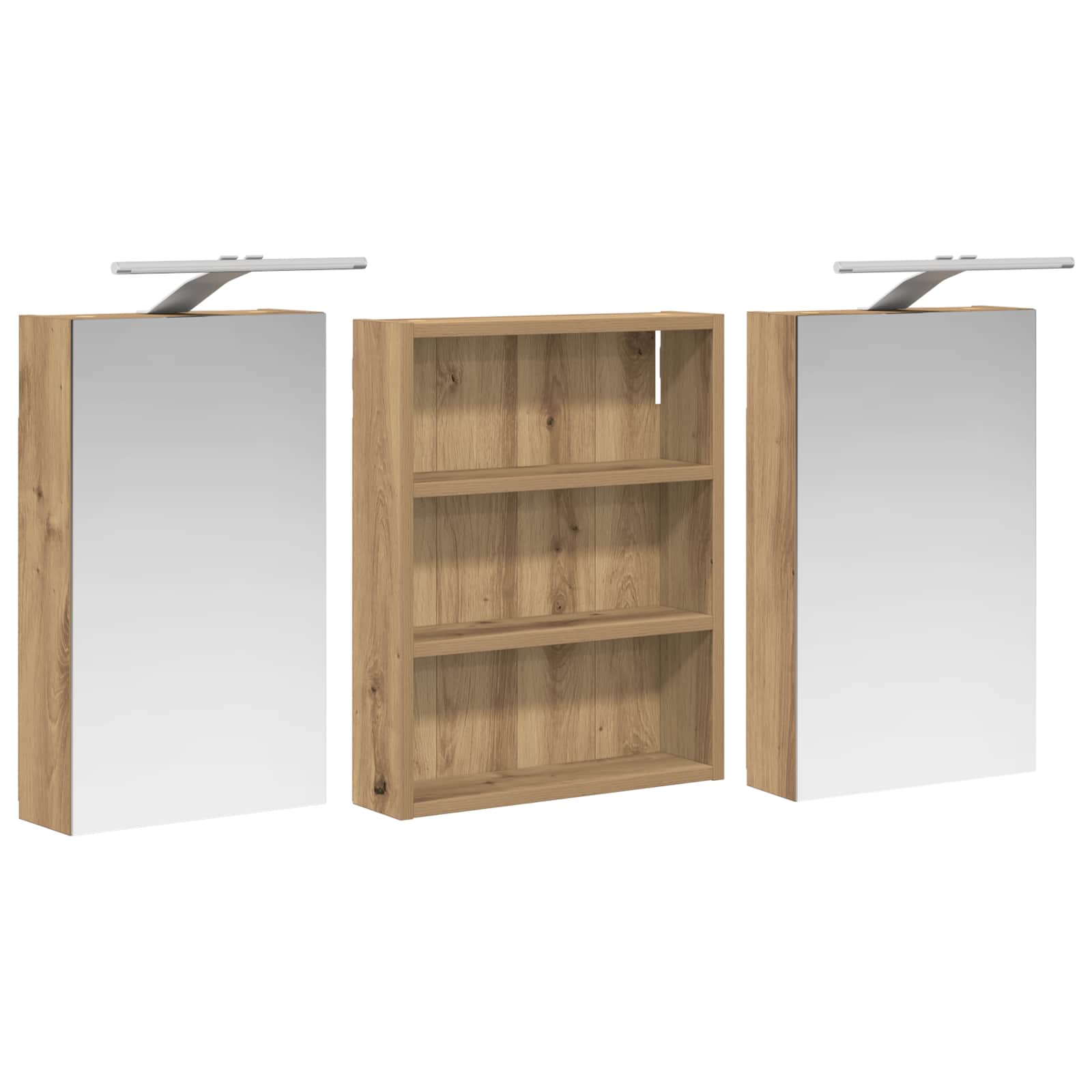 Badkamerkastenset 3 pcs 100 x 10,5 x 50 cm Bewerkt hout