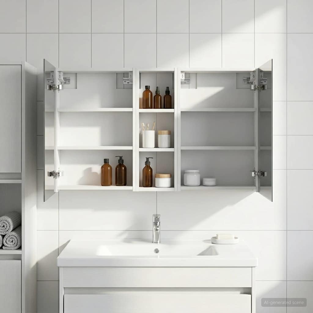 Badkamerkastenset 3 pcs 100 x 10,5 x 60,5 cm Bewerkt hout