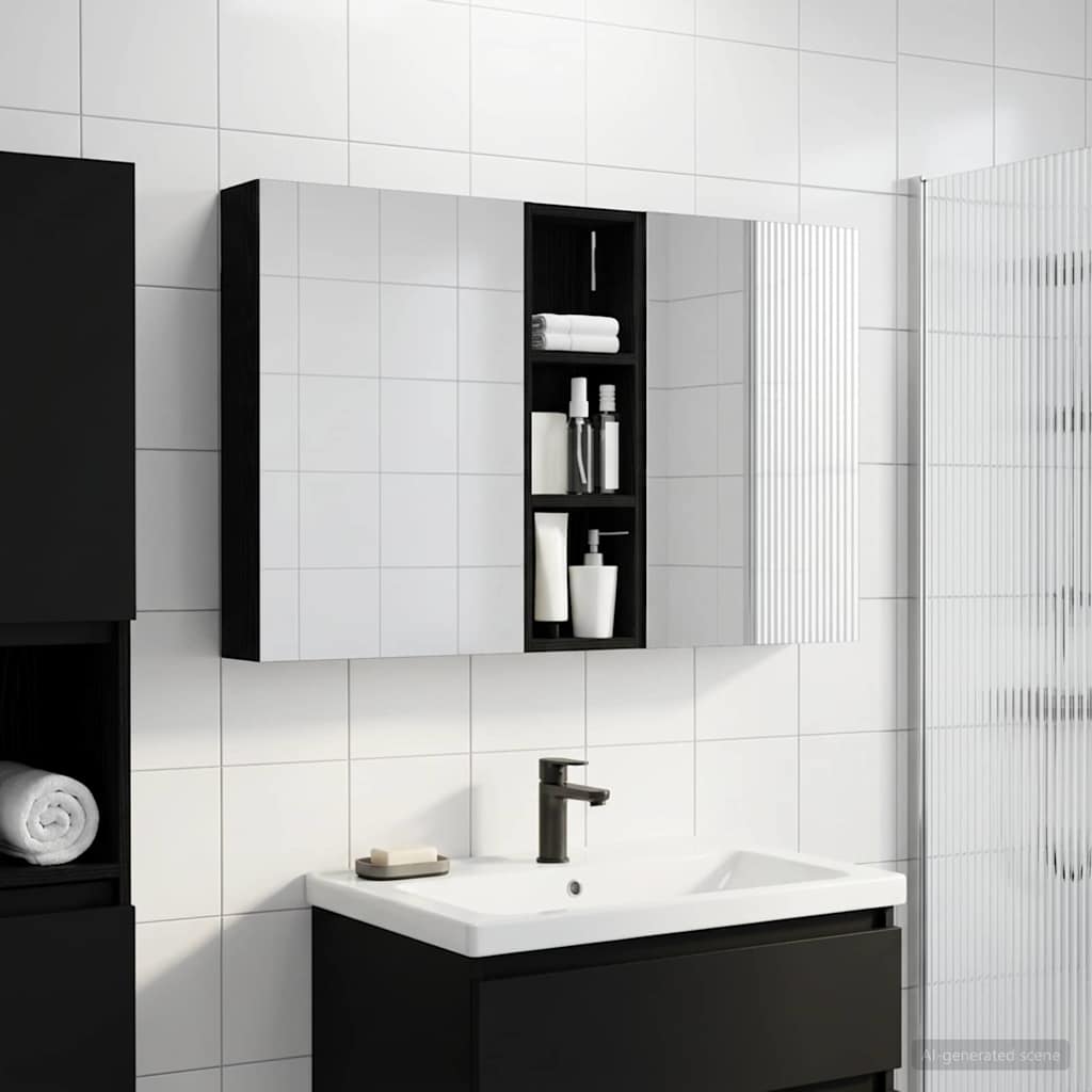 Badkamerkastenset 3 pcs 100 x 10,5 x 60,5 cm Bewerkt hout