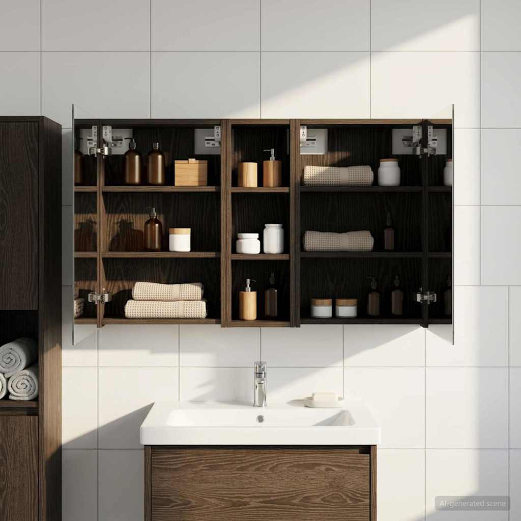 Badkamerkastenset 3 pcs 100 x 10,5 x 60,5 cm Bewerkt hout