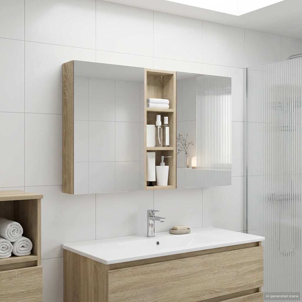Badkamerkastenset 3 pcs 100 x 10,5 x 60,5 cm Bewerkt hout