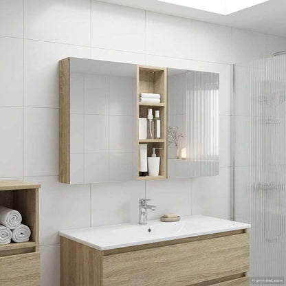 Badkamerkastenset 3 pcs 100 x 10,5 x 60,5 cm Bewerkt hout