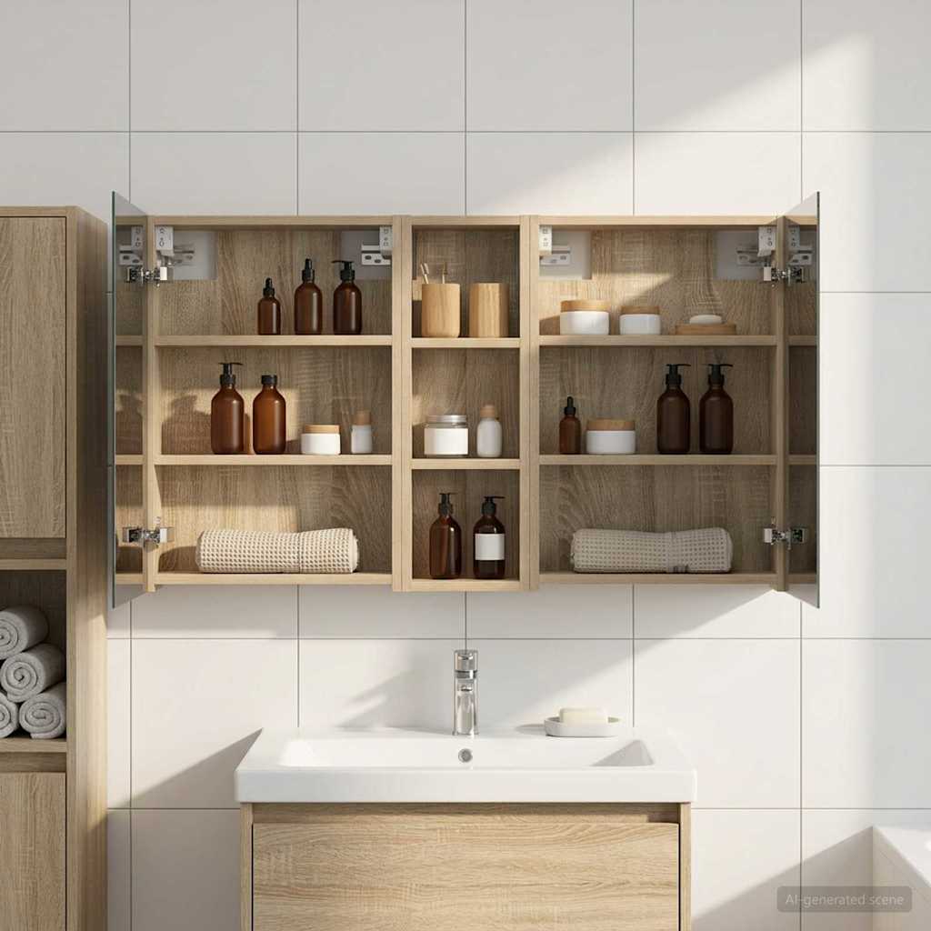 Badkamerkastenset 3 pcs 100 x 10,5 x 60,5 cm Bewerkt hout