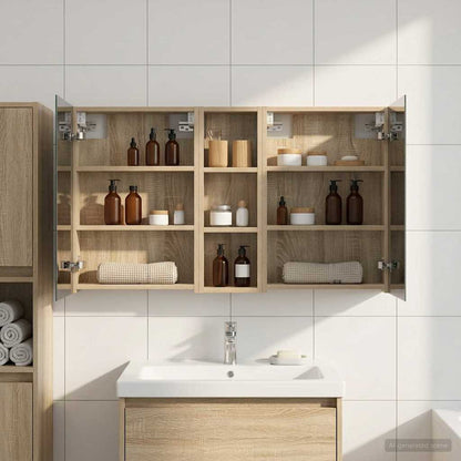 Badkamerkastenset 3 pcs 100 x 10,5 x 60,5 cm Bewerkt hout