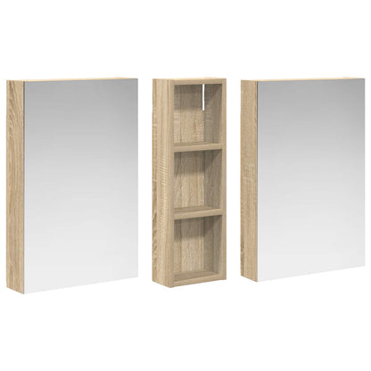 Badkamerkastenset 3 pcs 100 x 10,5 x 60,5 cm Bewerkt hout