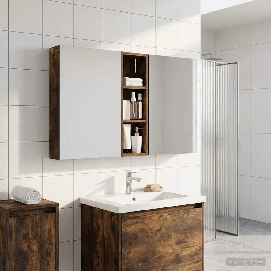 Badkamerkastenset 3 st 100 x 10,5 x 60,5 cm Bewerkt hout