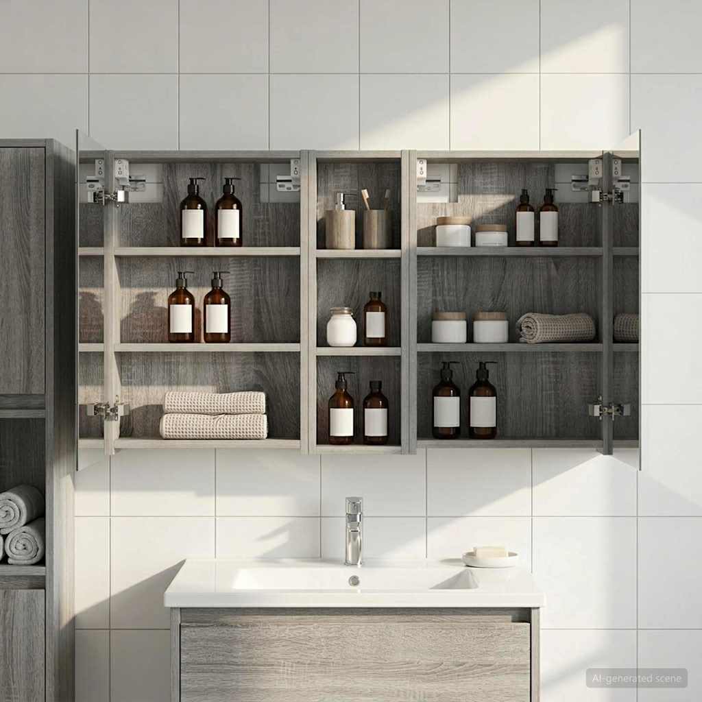Badkamerkastenset 3 pcs 100 x 10,5 x 60,5 cm Bewerkt hout