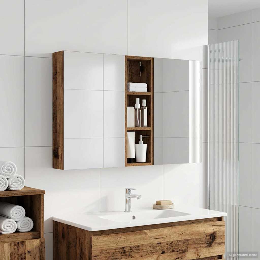 Badkamerkastenset 3 pcs 100 x 10,5 x 60,5 cm Bewerkt hout