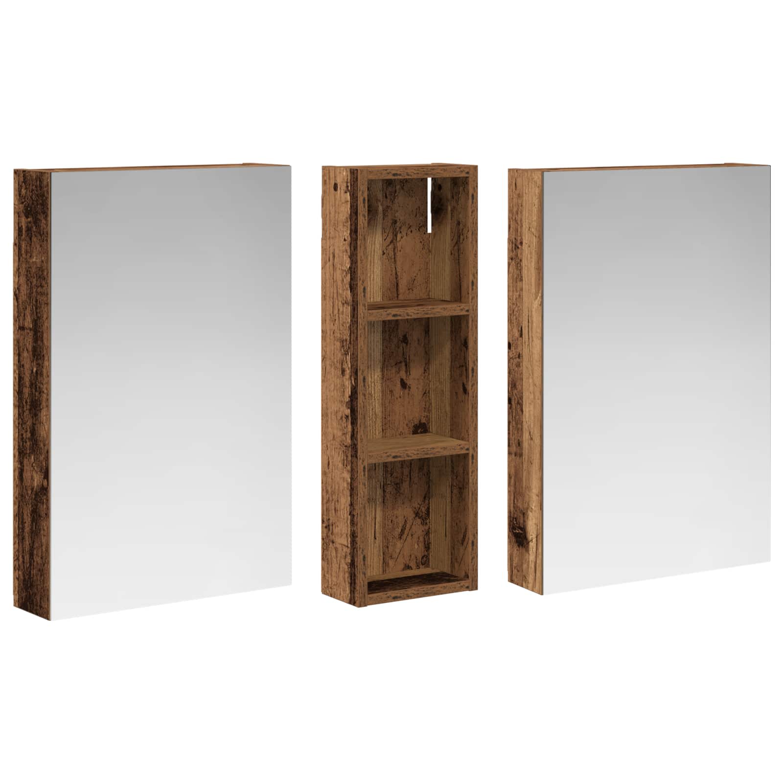 Badkamerkastenset 3 pcs 100 x 10,5 x 60,5 cm Bewerkt hout