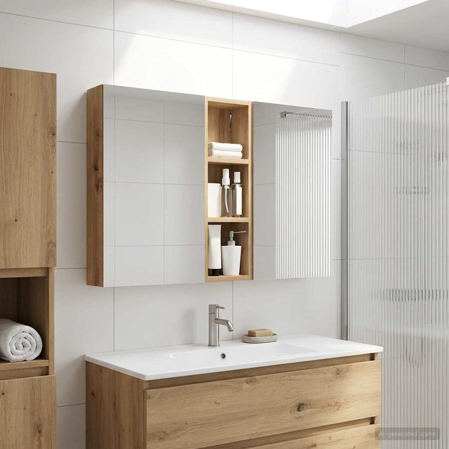 Badkamerkastenset 3 pcs 100 x 10,5 x 60,5 cm Bewerkt hout