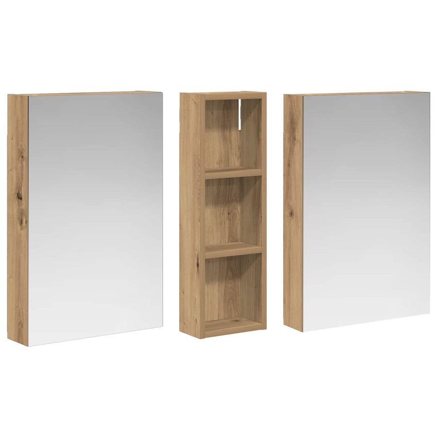 Badkamerkastenset 3 pcs 100 x 10,5 x 60,5 cm Bewerkt hout