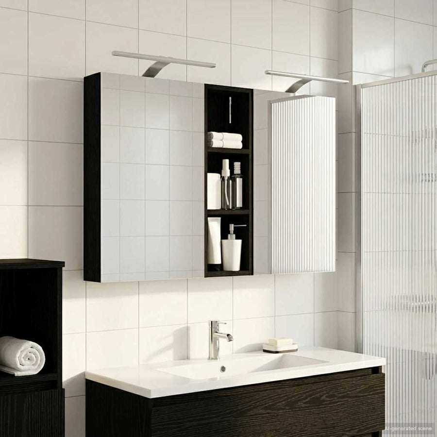 Badkamerkastenset 3 pcs 100 x 10,5 x 60,5 cm Bewerkt hout