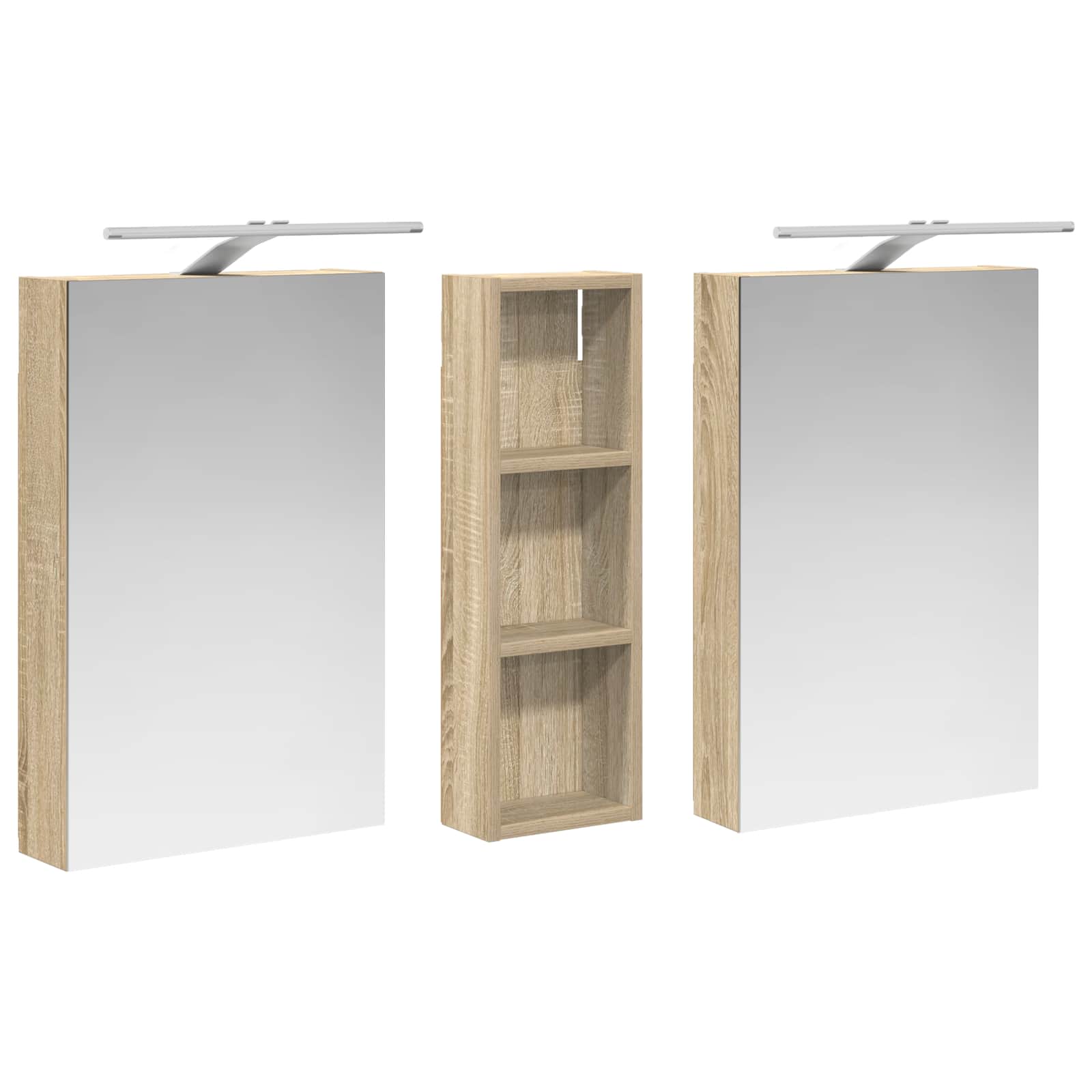 Badkamerkastenset 3 pcs 100 x 10,5 x 60,5 cm Bewerkt hout