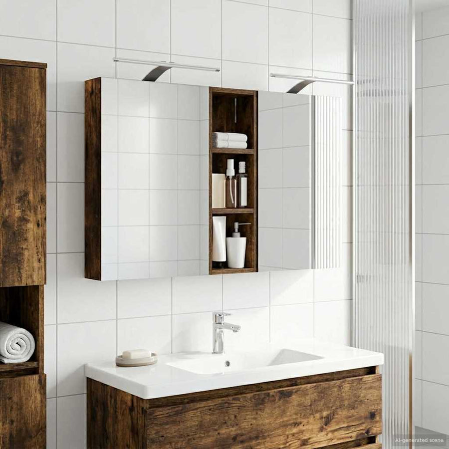 Badkamerkastenset 3 st 100 x 10,5 x 60,5 cm Bewerkt hout