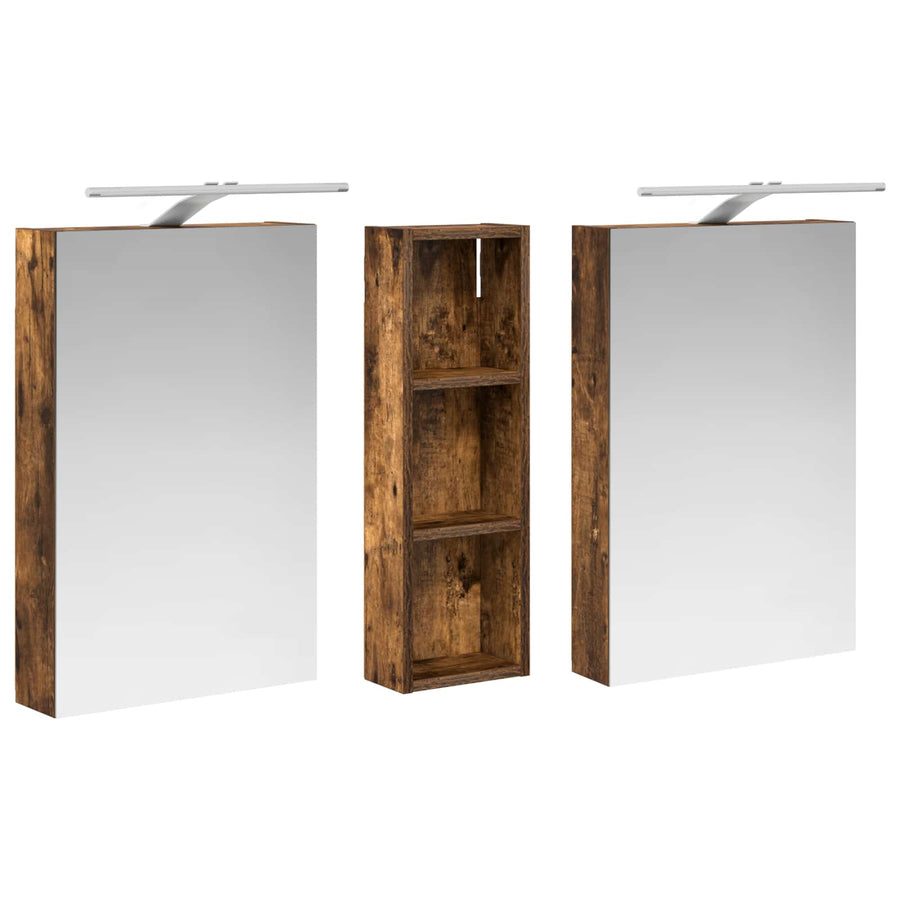 Badkamerkastenset 3 st 100 x 10,5 x 60,5 cm Bewerkt hout