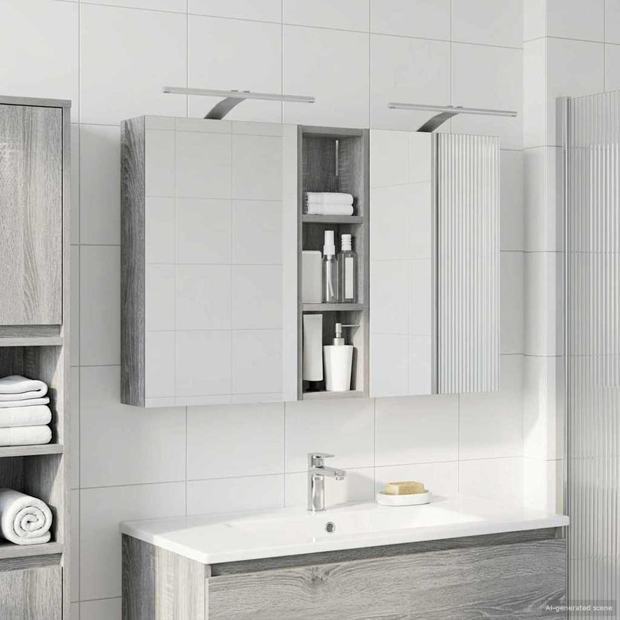Badkamerkastenset 3 st 100 x 10,5 x 60,5 cm Bewerkt hout
