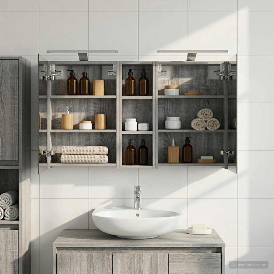 Badkamerkastenset 3 st 100 x 10,5 x 60,5 cm Bewerkt hout