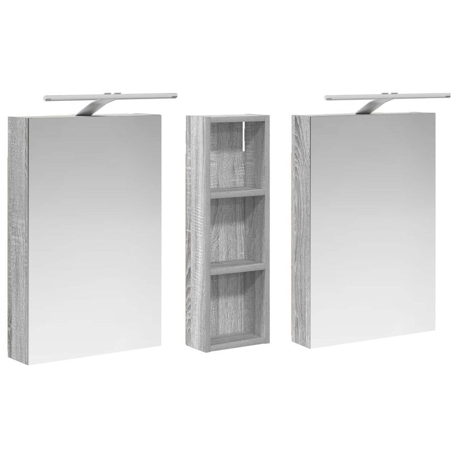 Badkamerkastenset 3 st 100 x 10,5 x 60,5 cm Bewerkt hout