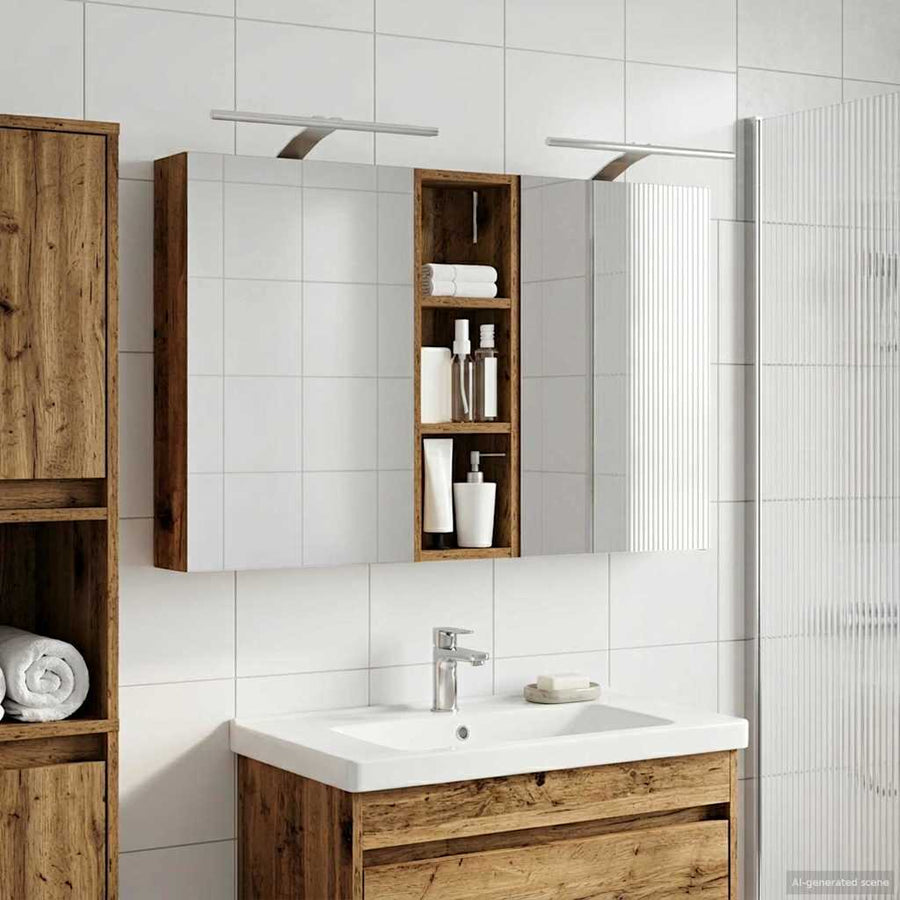Badkamerkastenset 3 st 100 x 10,5 x 60,5 cm Bewerkt hout
