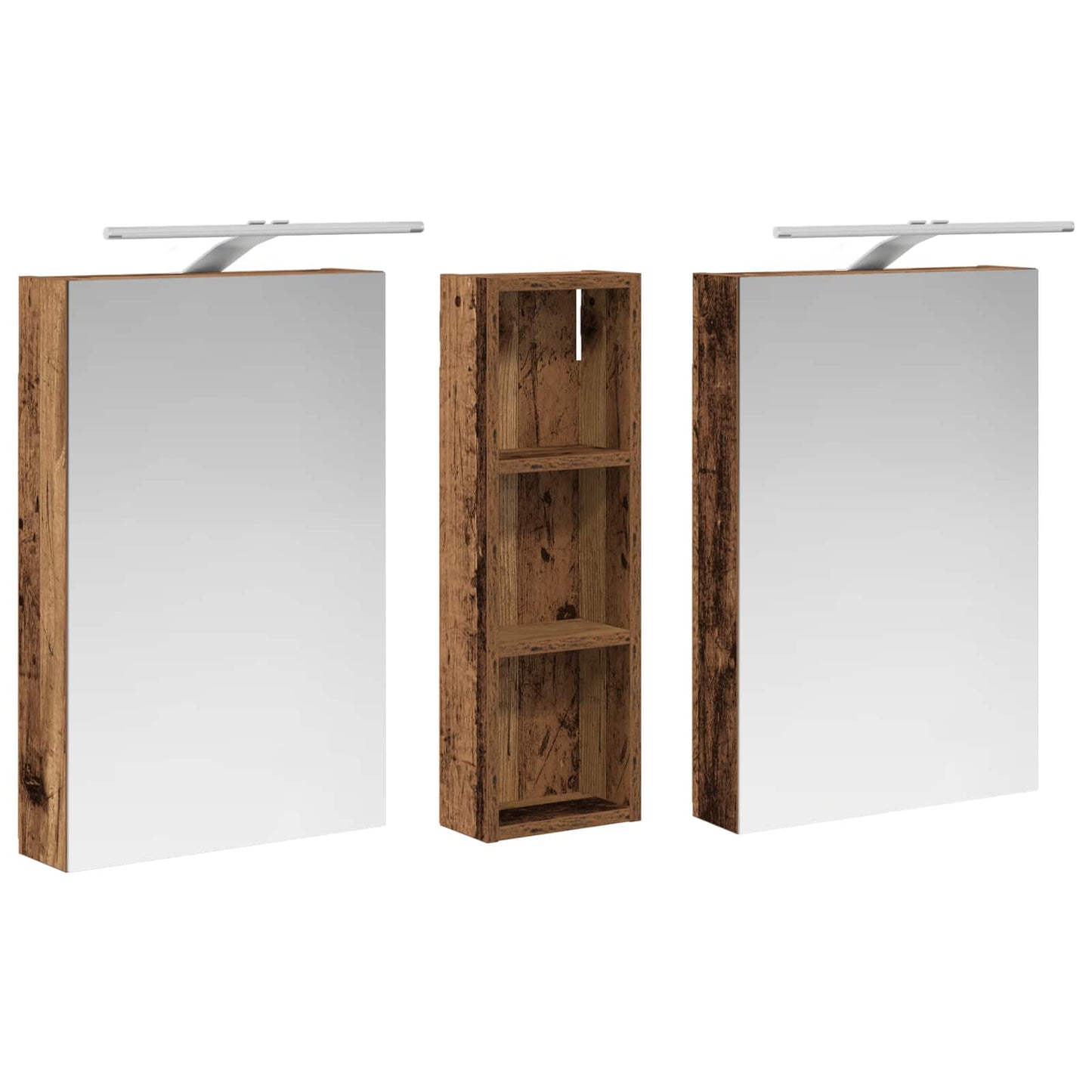 Badkamerkastenset 3 pcs 100 x 10,5 x 60,5 cm Bewerkt hout