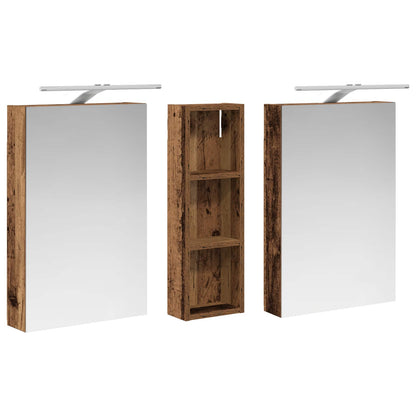 Badkamerkastenset 3 pcs 100 x 10,5 x 60,5 cm Bewerkt hout