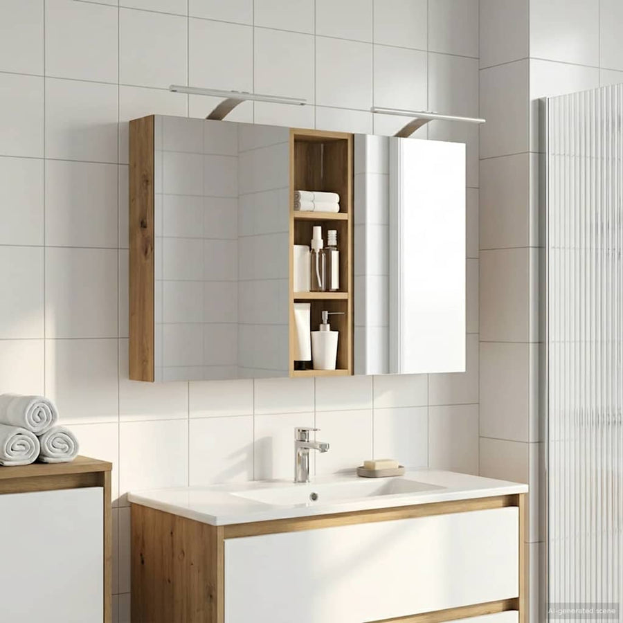 Badkamerkastenset 3 pcs 100 x 10,5 x 60,5 cm Bewerkt hout
