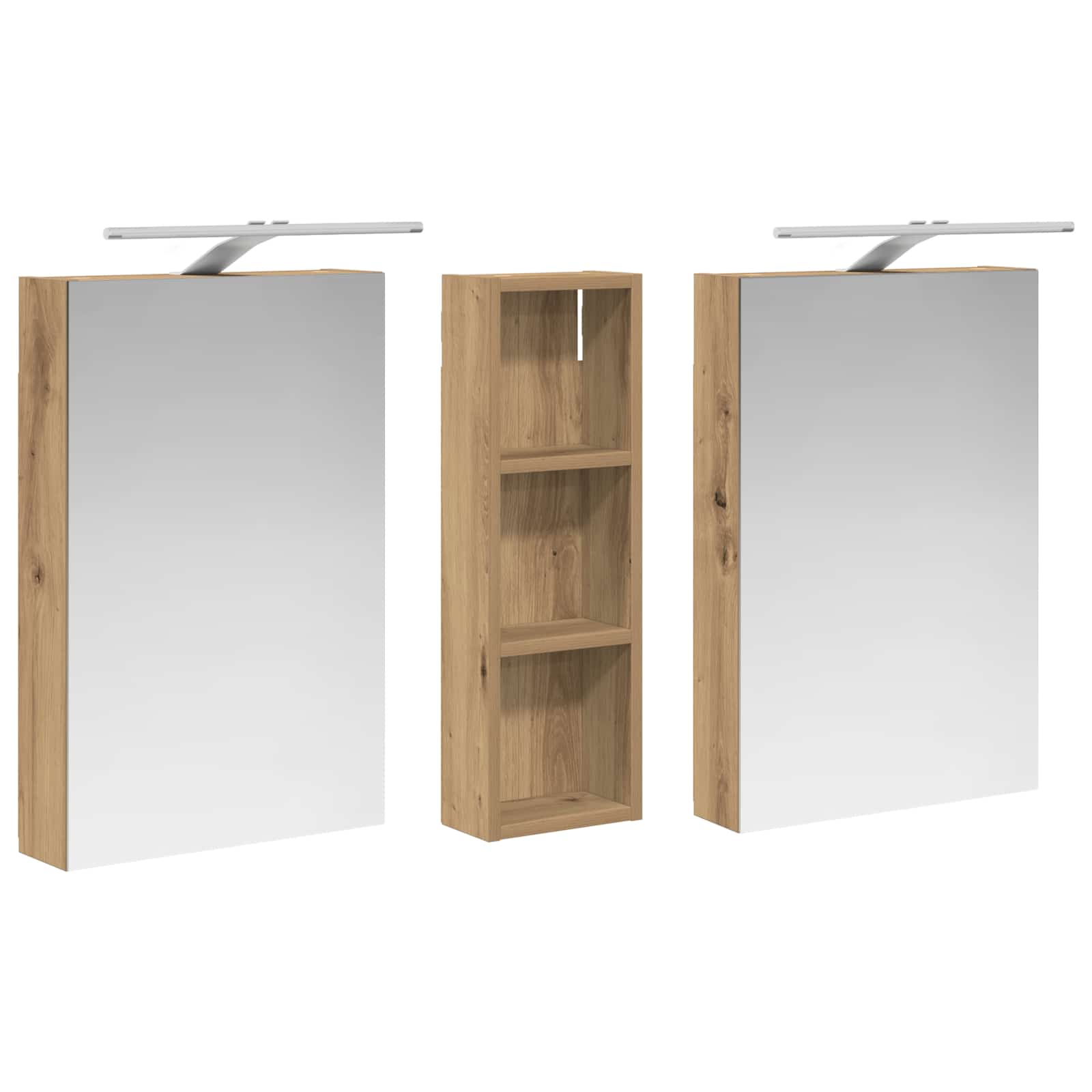 Badkamerkastenset 3 pcs 100 x 10,5 x 60,5 cm Bewerkt hout