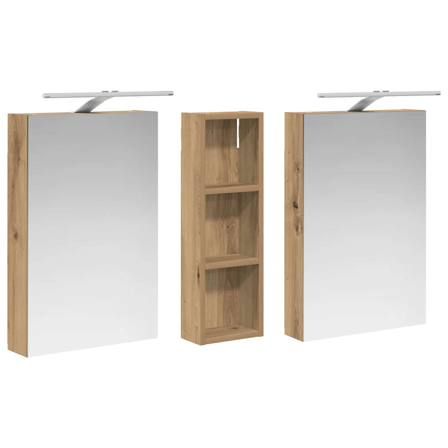 Badkamerkastenset 3 pcs 100 x 10,5 x 60,5 cm Bewerkt hout