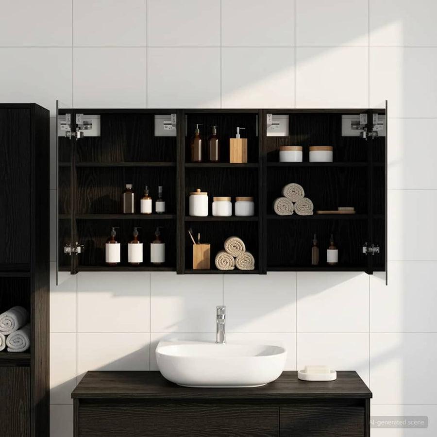 Badkamerkastenset 3 pcs 110 x 10,5 x 60,5 cm Bewerkt hout