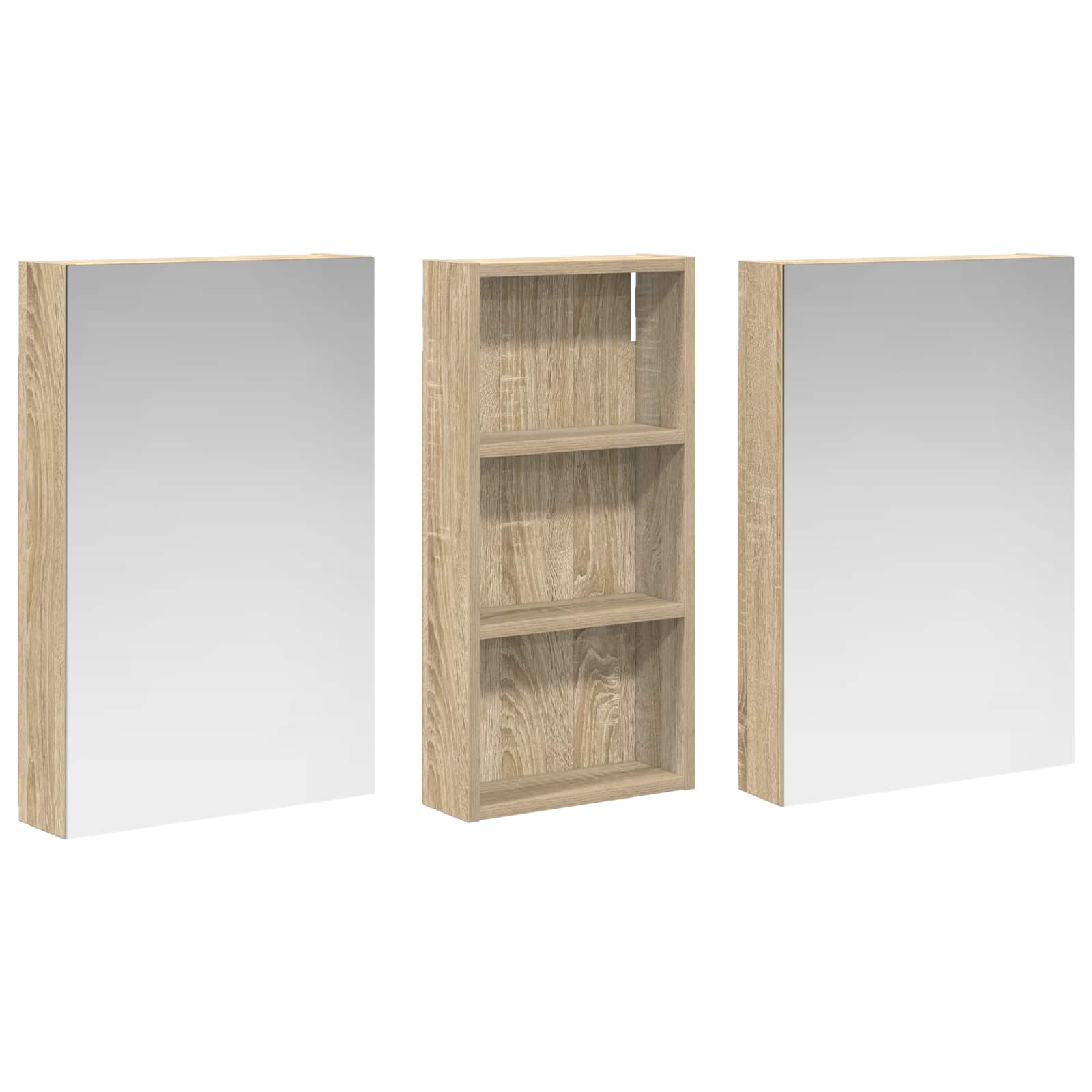 Badkamerkastenset 3 pcs 110 x 10,5 x 60,5 cm Bewerkt hout