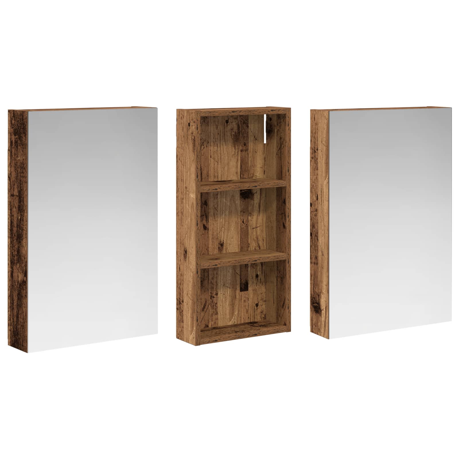 Badkamerkastenset 3 pcs 110 x 10,5 x 60,5 cm Bewerkt hout
