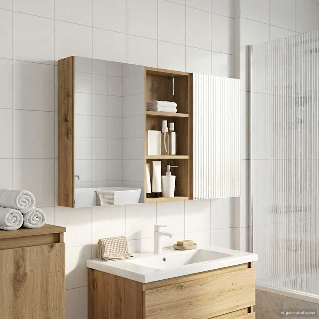 Badkamerkastenset 3 pcs 110 x 10,5 x 60,5 cm Bewerkt hout