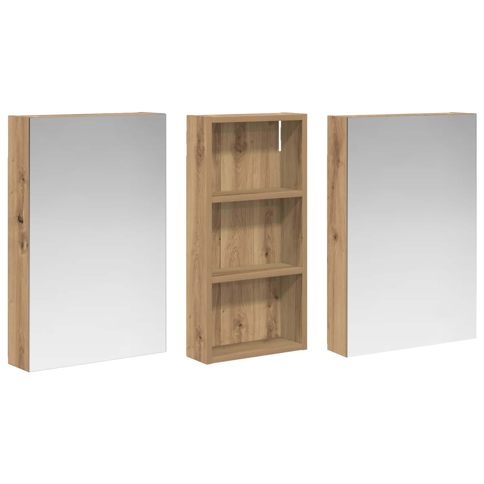 Badkamerkastenset 3 pcs 110 x 10,5 x 60,5 cm Bewerkt hout