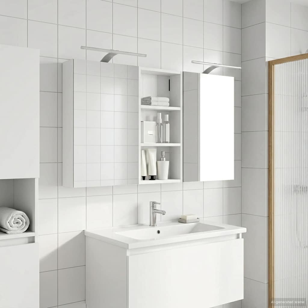 Badkamerkastenset 3 pcs 110 x 10,5 x 60,5 cm Bewerkt hout
