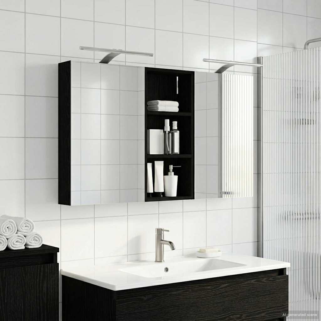 Badkamerkastenset 3 pcs 110 x 10,5 x 60,5 cm Bewerkt hout