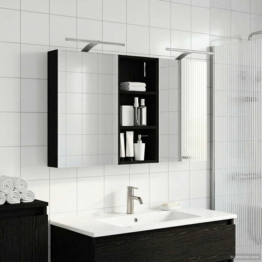 Badkamerkastenset 3 pcs 110 x 10,5 x 60,5 cm Bewerkt hout