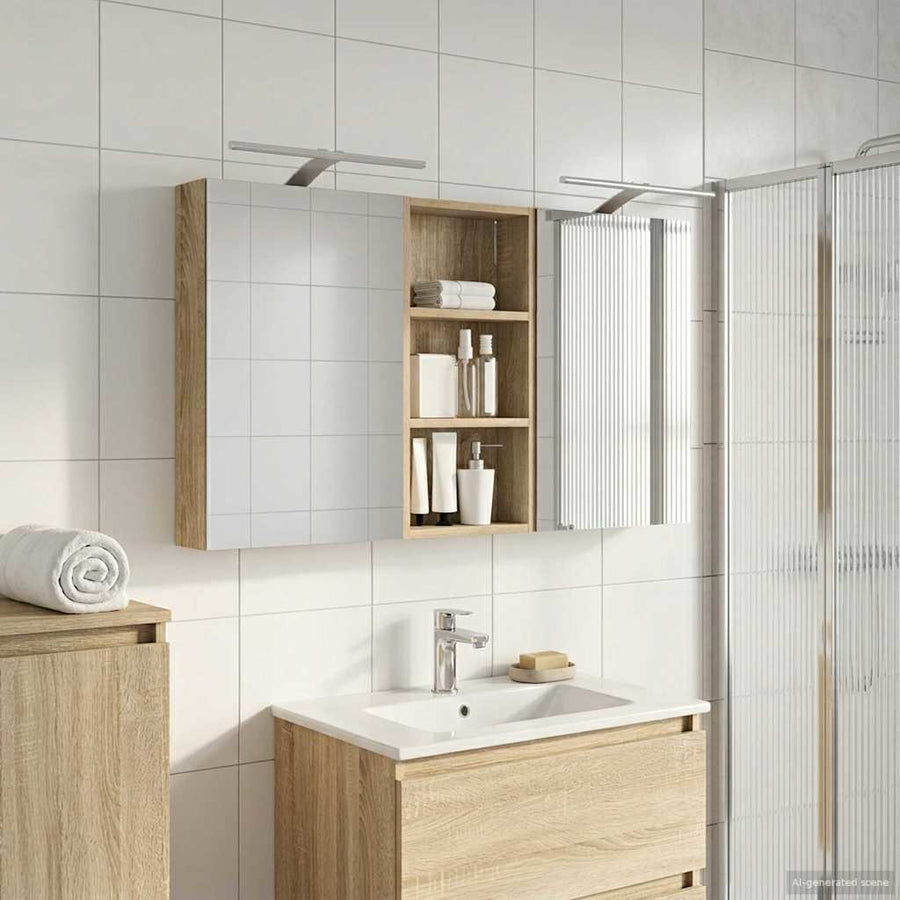 Badkamerkastenset 3 pcs 110 x 10,5 x 60,5 cm Bewerkt hout