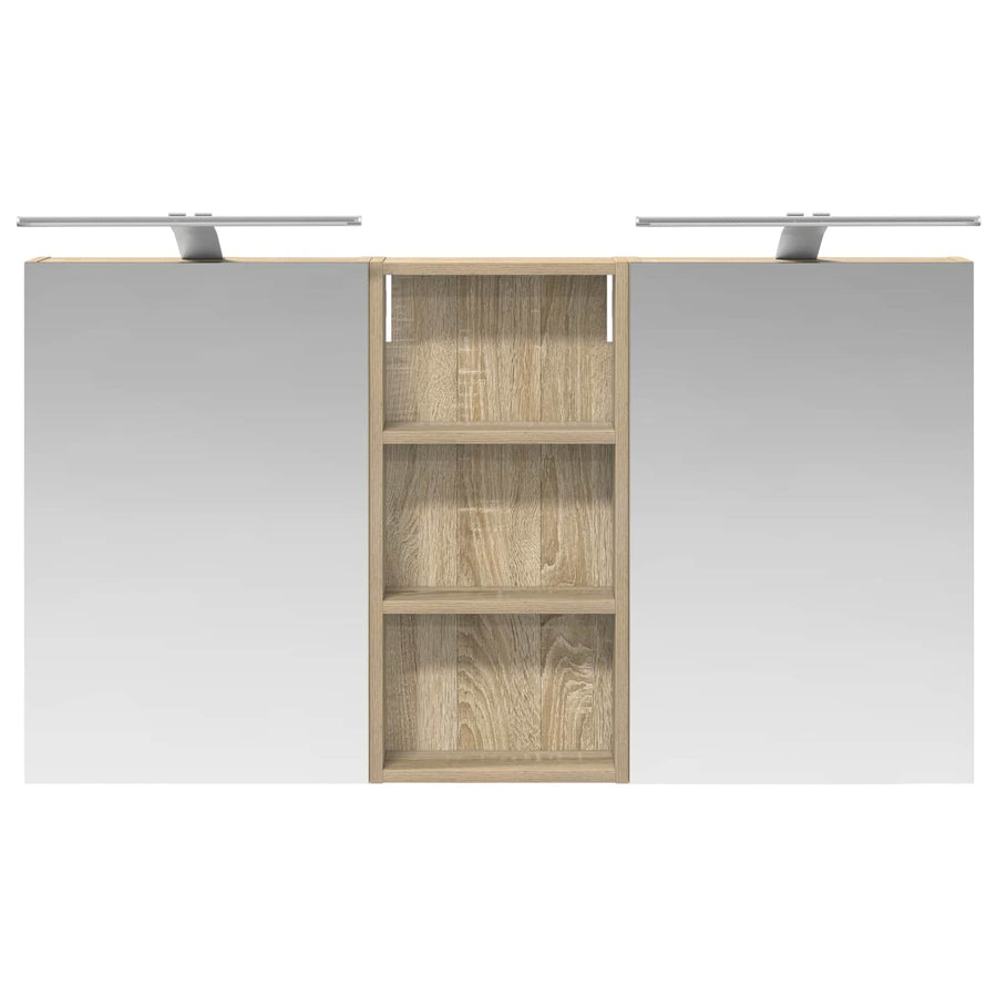 Badkamerkastenset 3 pcs 110 x 10,5 x 60,5 cm Bewerkt hout