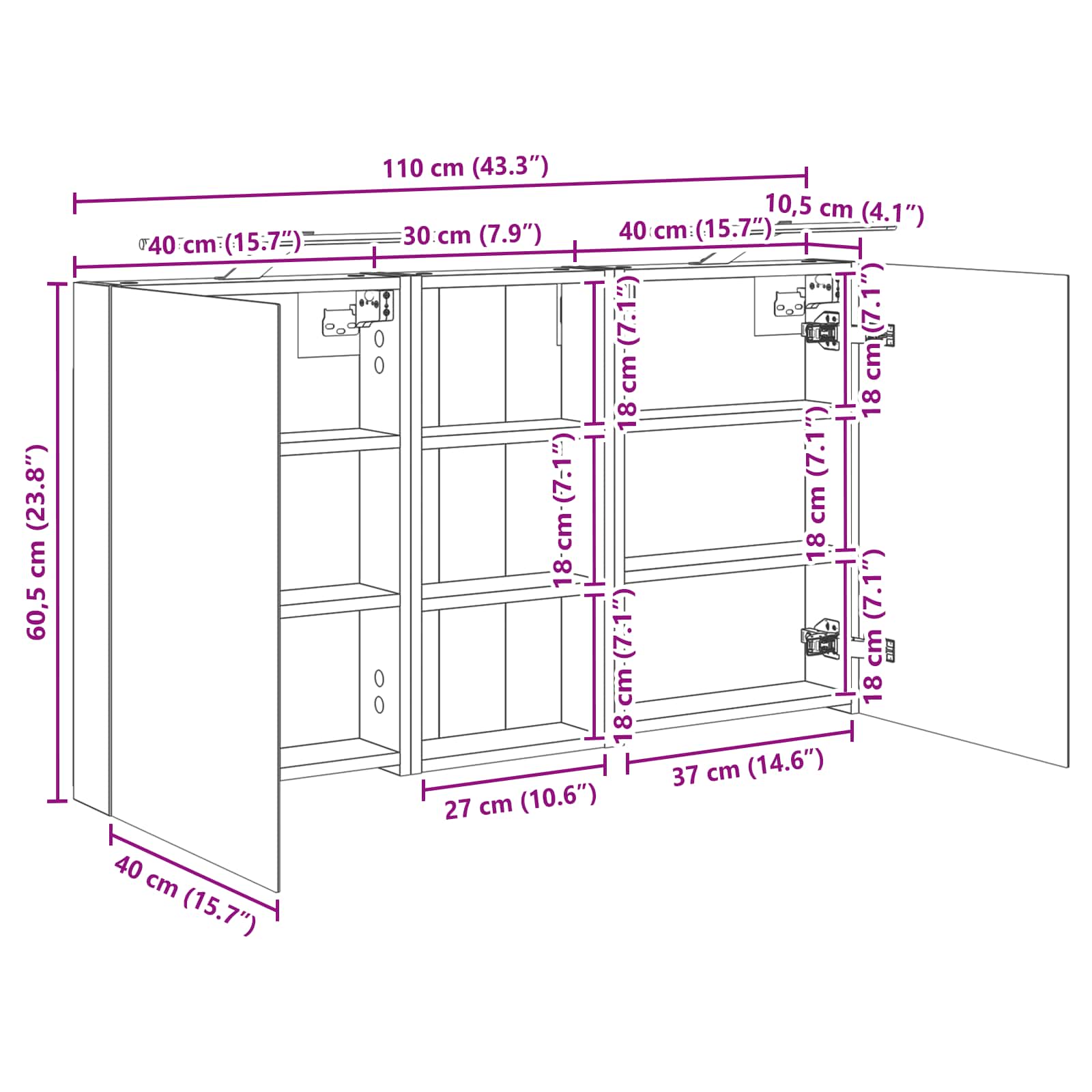 Badkamerkastenset 3 pcs 110 x 10,5 x 60,5 cm Bewerkt hout
