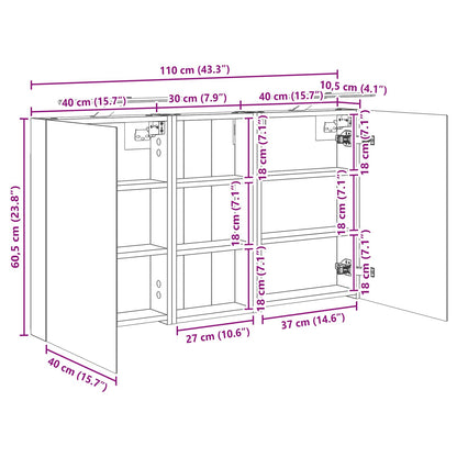 Badkamerkastenset 3 pcs 110 x 10,5 x 60,5 cm Bewerkt hout