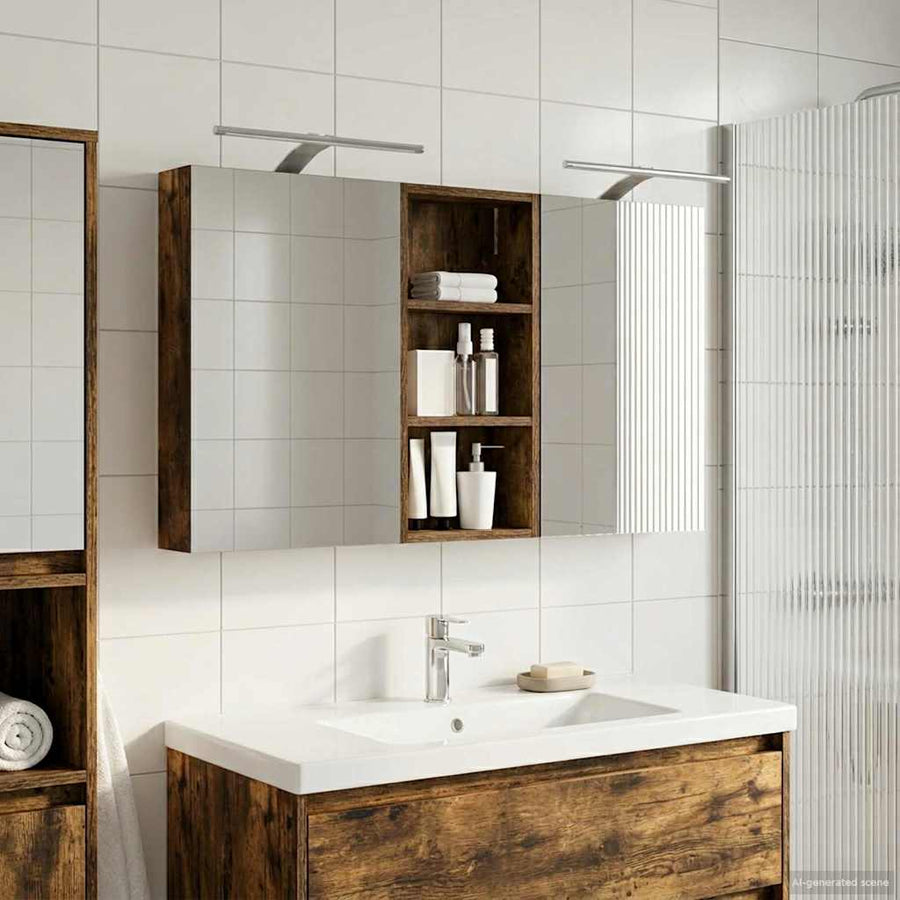 Badkamerkastenset 3 st 110 x 10,5 x 60,5 cm Bewerkt hout