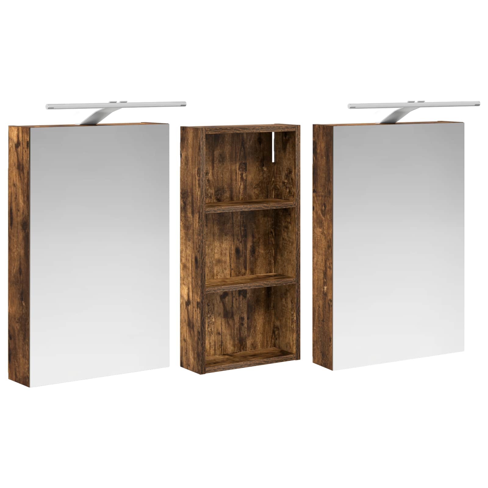 Badkamerkastenset 3 pcs 110 x 10,5 x 60,5 cm Bewerkt hout