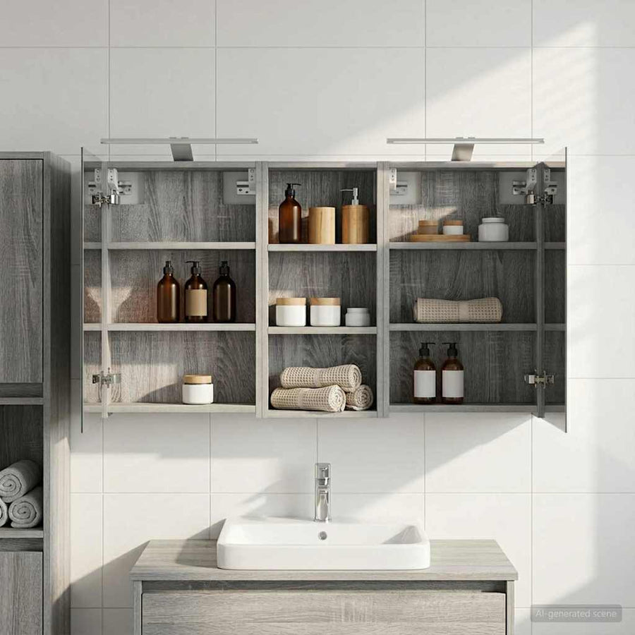 Badkamerkastenset 3 pcs 110 x 10,5 x 60,5 cm Bewerkt hout