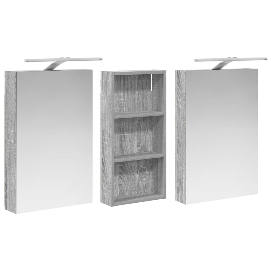 Badkamerkastenset 3 pcs 110 x 10,5 x 60,5 cm Bewerkt hout