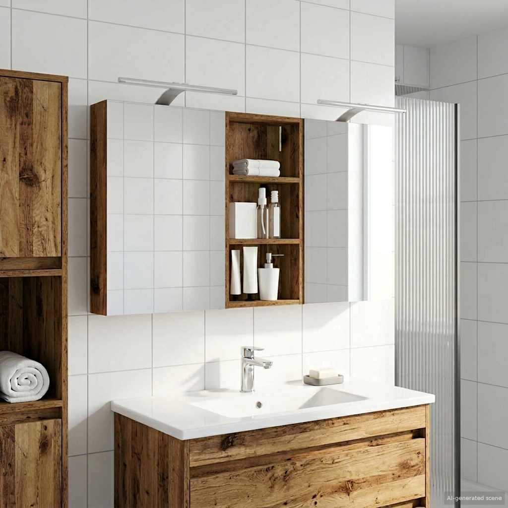 Badkamerkastenset 3 pcs 110 x 10,5 x 60,5 cm Bewerkt hout