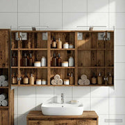Badkamerkastenset 110x10.5x60.5 cm bewerkt hout