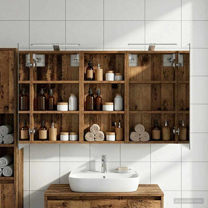 Badkamerkastenset 3 pcs 110 x 10,5 x 60,5 cm Bewerkt hout