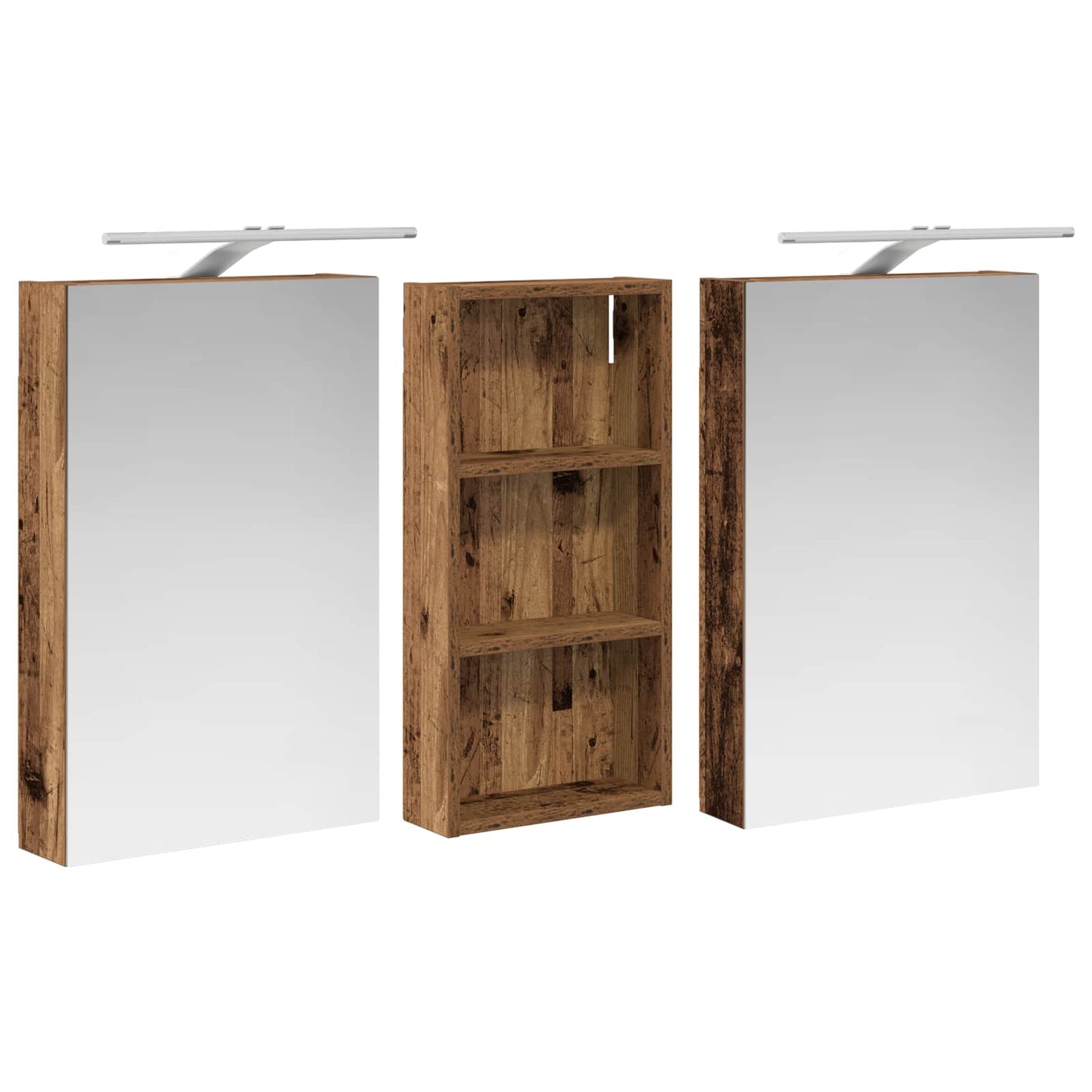 Badkamerkastenset 3 pcs 110 x 10,5 x 60,5 cm Bewerkt hout