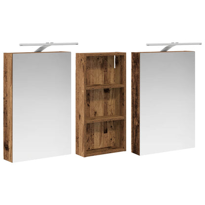 Badkamerkastenset 3 pcs 110 x 10,5 x 60,5 cm Bewerkt hout
