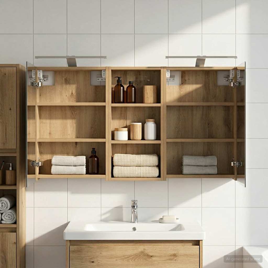 Badkamerkastenset 3 pcs 110 x 10,5 x 60,5 cm Bewerkt hout
